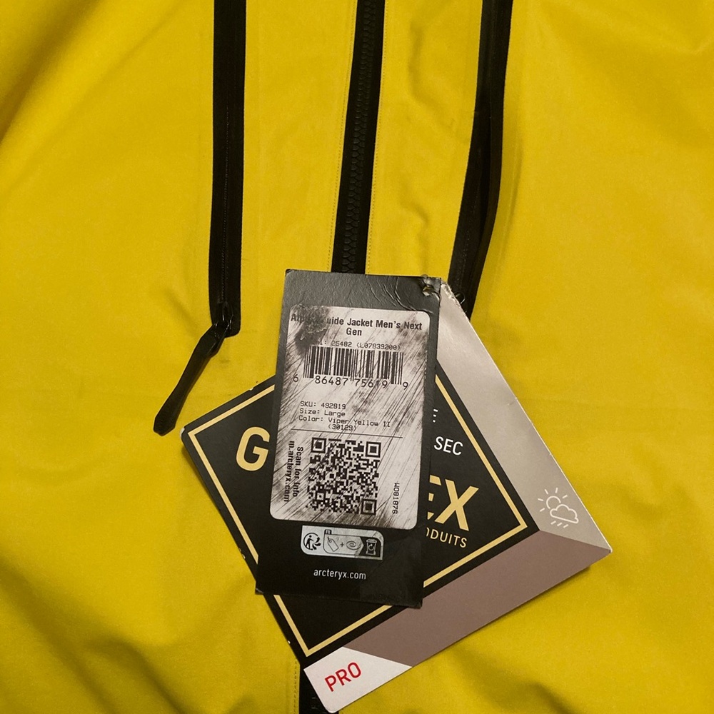 Arc'teryx Yellow Waterproof Shell Jacket with Black Zipper Accents - Picture 2 of 7